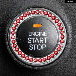 クリスタルダイヤモンド ステッカー ワンクリック INGATION エンジン スタートストップリング室内 装飾 カー - red