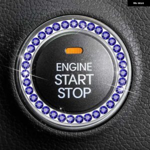 クリスタルダイヤモンド ステッカー ワンクリック INGATION エンジン スタートストップリング室内 装飾 カー - blue