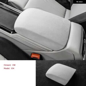 VW ID4 CROZZ 中央カップと アームレスト ボックス 蓋アタッチメント カバー ペースト シース シェル ブラック ホワイト - White Armrest