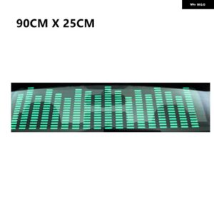 グリーン LED ミュージックリズムフラッシュライトサウンド活性化センサー イコライザー リア フロントガラス ステッカー スタイリング ネオンランプキット - 90cm x 25cm