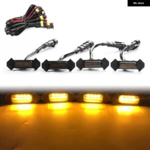 レーシング グリル ホワイト LED ランプ アンバー LED ライト アウター 装飾 グリル ランプ ハイラックス REVO タコマロッコ - 4black-yellow light