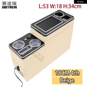 VW カラベル / マルチバン T4 T5 T6 2003-2023 センター コンソール アームレスト ボックス 電話ワイヤレス充電付き - 4TH Beige