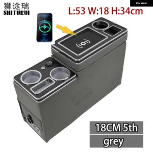 VW カラベル / マルチバン T4 T5 T6 2003-2023 センター コンソール アームレスト ボックス 電話ワイヤレス充電付き - 5TH gray