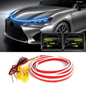 ボンネット ライトストリップダイナミック デイタイムランニングライトストリップ DRL ウインカー自動フードアンビエント 装飾 ヘッドライト ストリップ 12V