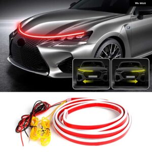ボンネット ライトストリップダイナミック デイタイムランニングライトストリップ DRL ウインカー自動フードアンビエント 装飾 ヘッドライト ストリップ 12V