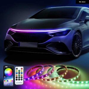 LED カラフルな ボンネット ストリップライトアプリリモコン多機能 装飾 アンビエントウェルカムライト SUV トラック 12V - 120cm