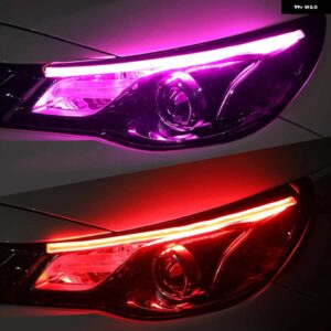 2個 LED スタートスキャン DRL 車デイタイムランニングライト柔軟なストリップ自動 ヘッドライト ウィンカー フロースタイリング 12V
