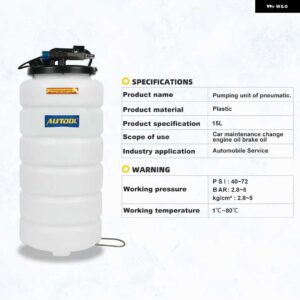 15L エア圧 手動 ブレーキ ブリーダー ポンピングフルードポンプ キット オイル交換パージタンクチューブ リペア ツール 圧力計付き - Pneumatic Pumping