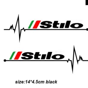 2個 バックミラー ステッカー フィアット QUBO STILO SEDICI シエナ牧場アルゴ自動車 - Stilo black