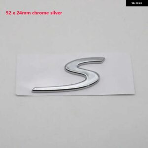 カイエン ステッカー S 文字ロゴ リア トランク テール ネームプレート バッジ エンブレム - 52x24 chrome silver