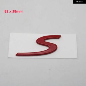 カイエン ステッカー S 文字ロゴ リア トランク テール ネームプレート バッジ エンブレム - 82 x 38 Red