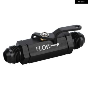 AN6 AN8 AN10 アルミ インライン燃料フィルター シャットオフバルブ カットオフバルブ フィッティング ケーブル レバー付き 1個 - AN8 BLACK