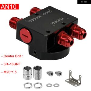 アルミ リモート エンジン トランスミッション ラジエーター オイルフィルター マウント サーモスタットサンドイッチ アダプタ ー付き 1XAN8 4XAN6/AN8/AN10 - BLACK AN10