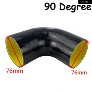 ブラック/ブルー 2.0インチ 51MM / 2.5インチ 63MM / 3インチ 76MM 45/90 度エルボシリコンホース パイプターボインテーク - 76MM BLACK 90 degree