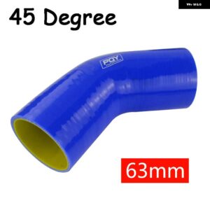 ブラック/ブルー 2.0インチ 51MM / 2.5インチ 63MM / 3インチ 76MM 45/90 度エルボシリコンホース パイプターボインテーク - 63MM BLUE 45 degree