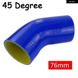 ブラック/ブルー 2.0インチ 51MM / 2.5インチ 63MM / 3インチ 76MM 45/90 度エルボシリコンホース パイプターボインテーク - 76MM BLUE 45 degree