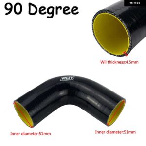 ブラック/ブルー 2.0インチ 51MM / 2.5インチ 63MM / 3インチ 76MM 45/90 度エルボシリコンホース パイプターボインテーク - 51MM BLACK 90 degree