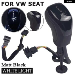 自動ギアシフトノブ VW ゴルフ MK6 MK7 パサート B7 B8 ティグアン MK2 トゥアレグ CC シロッコ シュコダ オクタビア シート LED 電子部品 - Black Matt-WHITE