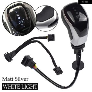 自動ギアシフトノブ VW ゴルフ MK6 MK7 パサート B7 B8 ティグアン MK2 トゥアレグ CC シロッコ シュコダ オクタビア シート LED 電子部品 - WHITE-Matt Silver