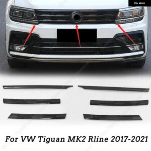 フロントバンパー メッシュセンターグリル モールドストリップカバー ステッカー トリム VW ティグアン MK2 RLINE 2017-2021 カー - Up