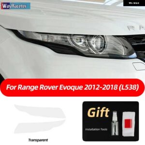 2個 ヘッドライト フィルム フロントライト クリアスモークブラック TPU ステッカー レンジャーローバー EVOQUE L538 2012-2018 - Transparent