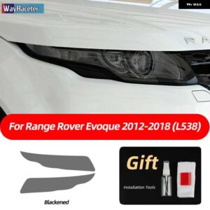 2個 ヘッドライト フィルム フロントライト クリアスモークブラック TPU ステッカー レンジャーローバー EVOQUE L538 2012-2018 - Smoked black