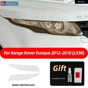 2個 ヘッドライト フィルム フロントライト クリアスモークブラック TPU ステッカー レンジャーローバー EVOQUE L538 2012-2018 - Golden point