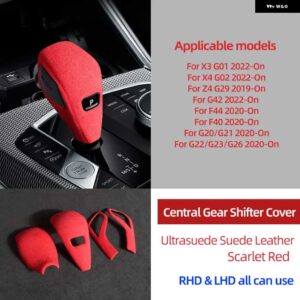 トップスエードラップギアシフトノブ トリムカバー F40 F44 Z4 G29 G22 G23 G26 G20 G21 G42 2023 M パフォーマンス - Scarlet Red