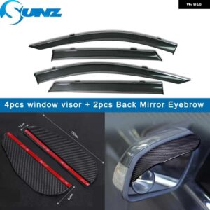 サイドウィンドウ バイザー MG ZS EV ASTOR 2017-24 サンレインガードウェザーシールドウィンドウ ディフレクター - Chrome Strip-Carbon