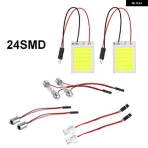 2個 パネル LED ドーム読書灯マップランプ COB 18 24 36 48SMD 車内ライト自動電球 C5W フェストゥーン BA9S T4W T10 LED アダプタ ー - 24SMD