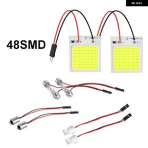 2個 パネル LED ドーム読書灯マップランプ COB 18 24 36 48SMD 車内ライト自動電球 C5W フェストゥーン BA9S T4W T10 LED アダプタ ー - 48SMD