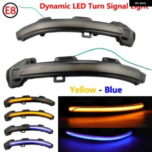 2個 車ダイナミック LED ウィンカー ライトバックミラー ウインカー インジケータ VW パサート B8 ARTEON 2015-19 - Yellow-Blue