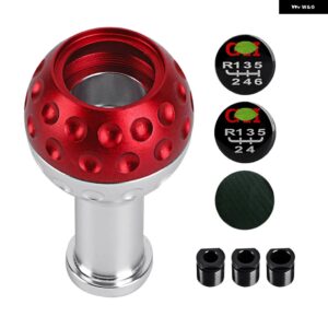 5 スピードカーギアシフトシフターノブ 6 スピード マニュアル トランススティックヘッドノブアルミ 3 アダプター付き - red