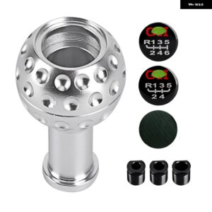 5 スピードカーギアシフトシフターノブ 6 スピード マニュアル トランススティックヘッドノブアルミ 3 アダプター付き - Silver