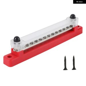 M6 スタッドバスバーバッテリー配電ブロック 12V プラスマイナスバスバートラックボートカーキャンピングカーキャラバン - Red