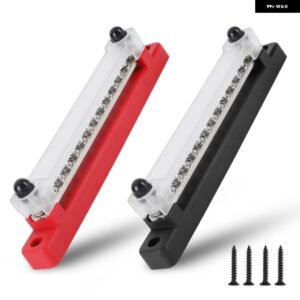 M6 スタッドバスバーバッテリー配電ブロック 12V プラスマイナスバスバートラックボートカーキャンピングカーキャラバン - black and red