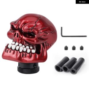 ブラックスカルデーモン マニュアル 自動ギア シフトノブ 3 アダプター交換用シフタースティックシフトヘッド インテリア - red