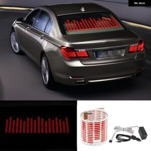 LED ミュージック リズム フラッシュ ライト ファイアレッド サウンド起動センサー イコライザー リア フロント シールド ステッカー スタイリング ネオン - 45x11cm