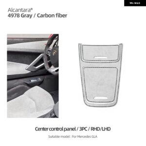 アルカンターラ メルセデス W177 CLA GLA A クラス カーセンターコンソール CD パネル インテリア トリム ステッカー カーボン - Alcantara Gray 3PC