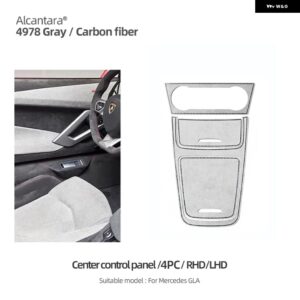 アルカンターラ メルセデス W177 CLA GLA A クラス カーセンターコンソール CD パネル インテリア トリム ステッカー カーボン - Alcantara Gray 4PC