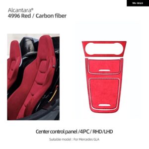 アルカンターラ メルセデス W177 CLA GLA A クラス カーセンターコンソール CD パネル インテリア トリム ステッカー カーボン - Alcantara Red 4PC