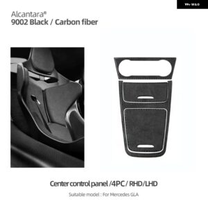 アルカンターラ メルセデス W177 CLA GLA A クラス カーセンターコンソール CD パネル インテリア トリム ステッカー カーボン - Alcantara Black 4PC
