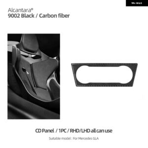 アルカンターラ メルセデス W177 CLA GLA A クラス カーセンターコンソール CD パネル インテリア トリム ステッカー カーボン - Alcantara Black 1PC