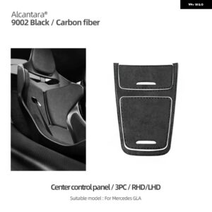 アルカンターラ メルセデス W177 CLA GLA A クラス カーセンターコンソール CD パネル インテリア トリム ステッカー カーボン - Alcantara Black 3PC