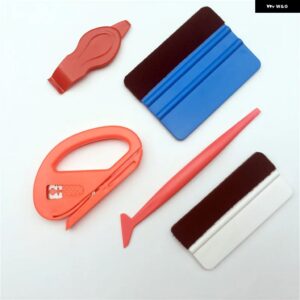 カーラッピングツール オートビニール インストール スクレーパー ステッカー カッター ウィンドウティント フィルム スキージセット - 5 PCS Tool Kit
