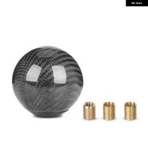 5 スピード/6 スピードマットカーボンテクスチャレーシングカーボール形状ギア シフトノブ ヘッドシフターレバー 3 つのアダプター付き - black