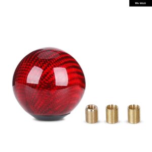 5 スピード/6 スピードマットカーボンテクスチャレーシングカーボール形状ギア シフトノブ ヘッドシフターレバー 3 つのアダプター付き - red