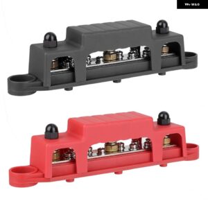 150A バスバーブロック配電端子ブロック 10 端子ネジバスバーキャンピングカーボートマリンキャラバン RV - black red