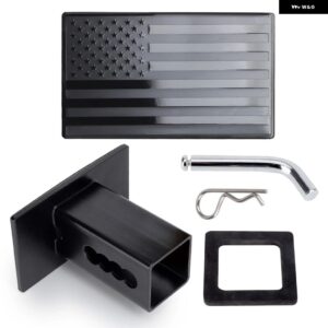 トレーラーヒッチカバー ーメタル プロ仕様車ヒッチキャップ ピックアップトラック SUV アメリカ国旗バッジ トレーラーフックカバー - black