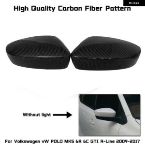ブラックサイドウイングミラーカバー VW ゴルフ 7.5 MK7 7 GTD R GTI 6 パサート B7 CC シロッコ E- ゴルフ ポロ 6R 6C MK6 キャップ ジェッタ 6 MKVI - Carbon Fiber Look -4